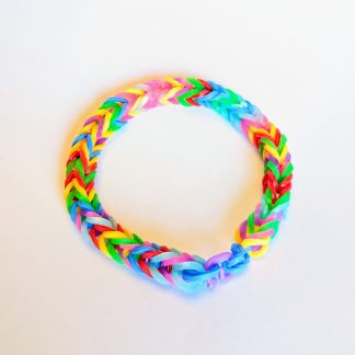 A rainbow loom bracelet for sale.