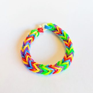 A rainbow loom bracelet for sale.