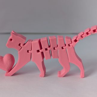 Flexible cat holding a heart