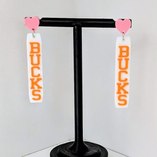 Pink Heart & BUCKS lettering Drop Earring