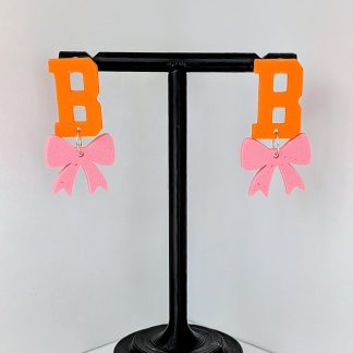 B with Bow Earrings available with either a pink or gold bow